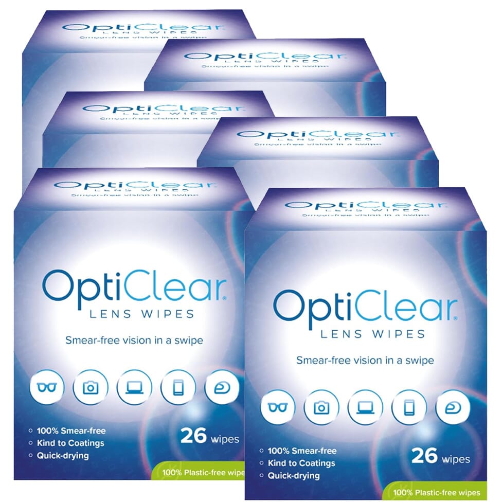 opticlear lens cleaning wipes 6 packs of 26 156 wipes