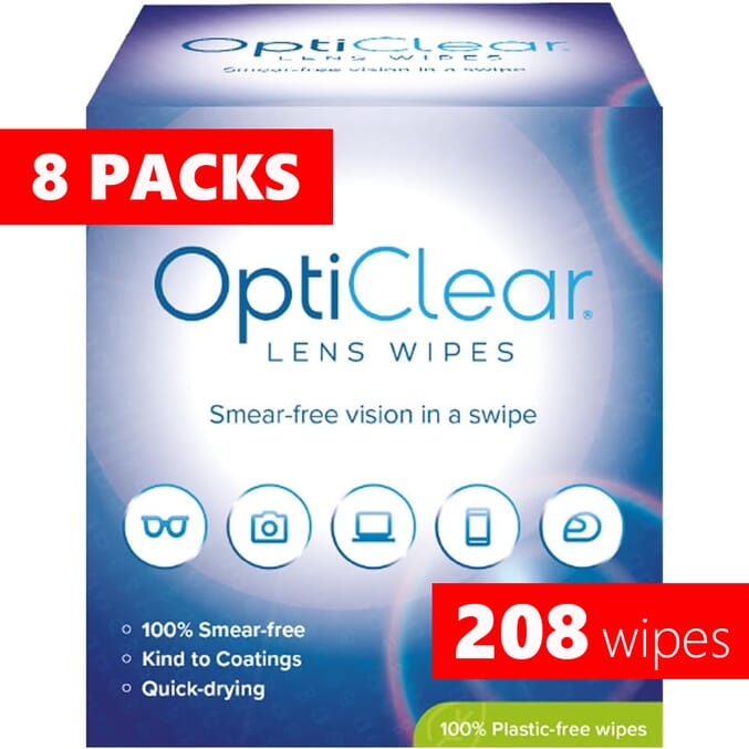 opticlear lens cleaning wipes 8 packs 208 wipes