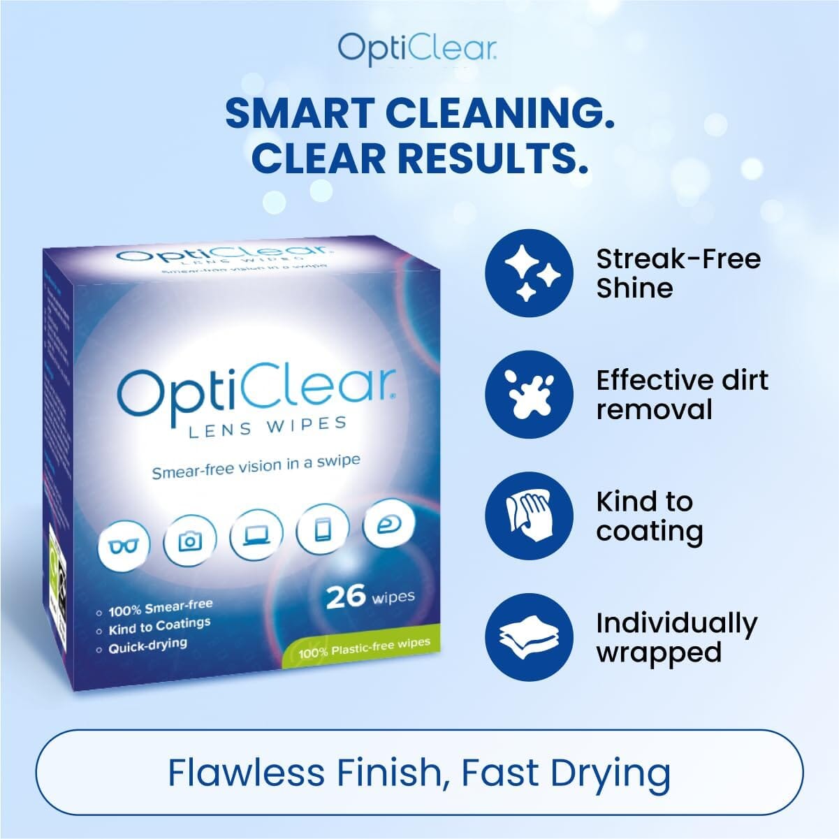 opticlear lens cleaning wipes flawless finish