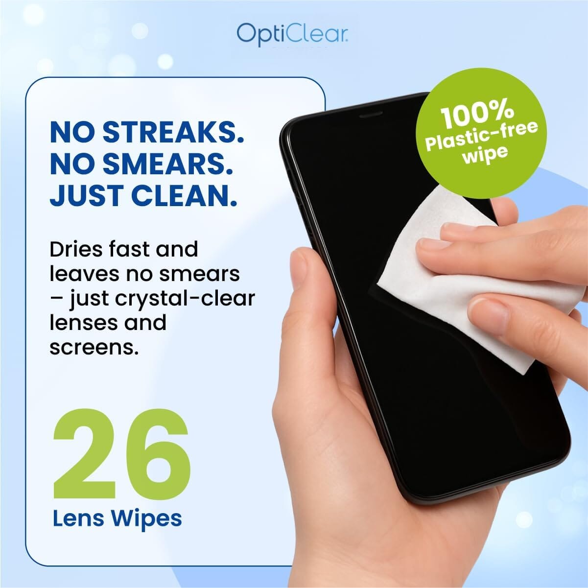 opticlear lens cleaning wipes no smears