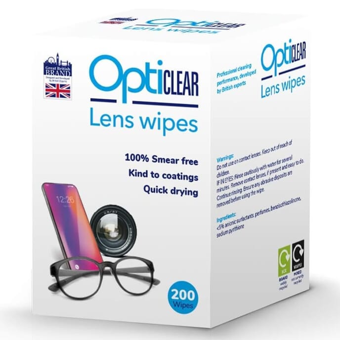 opticlear lens cleaning wipes pack of 200