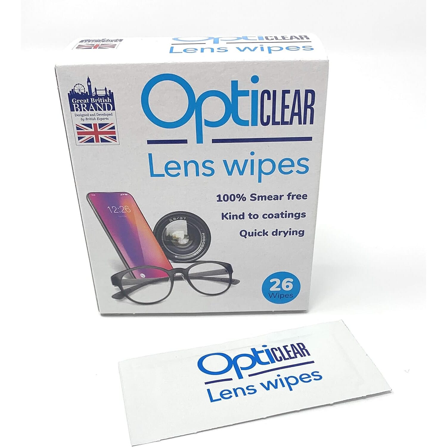 View Opticlear Lens Cleaning Wipes 1 Pack of 26 Wipes information
