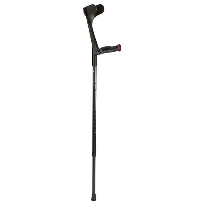 ossenberg carbon fibre comfort grip folding crutches black left