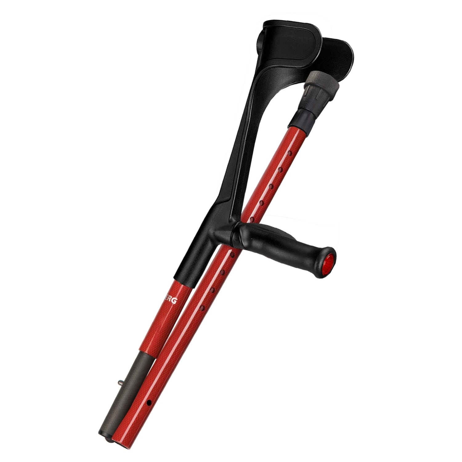 ossenberg carbon fibre comfort grip folding crutches red folded