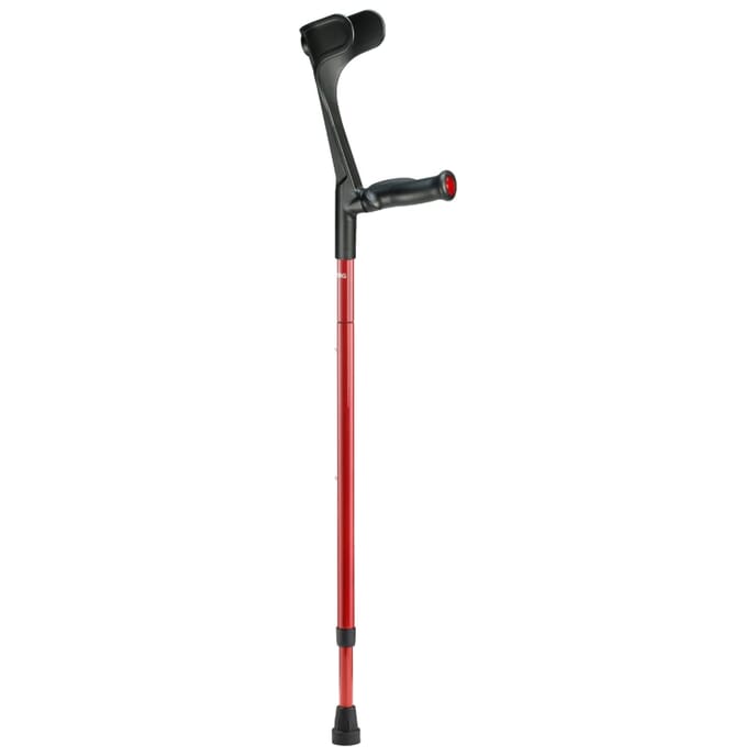 ossenberg carbon fibre comfort grip folding crutches red left