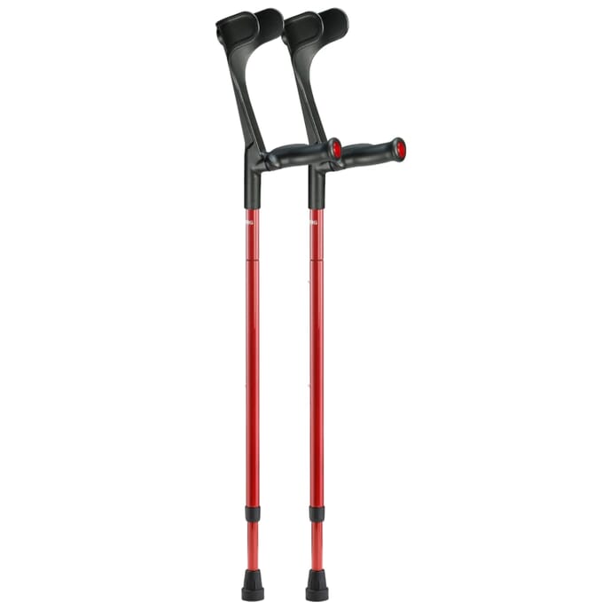 ossenberg carbon fibre comfort grip folding crutches red pair