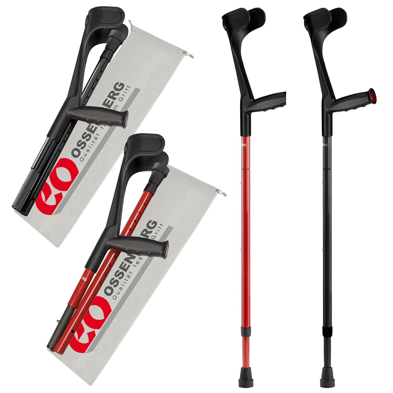 View Ossenberg Carbon Fibre Folding Crutches Black Single information