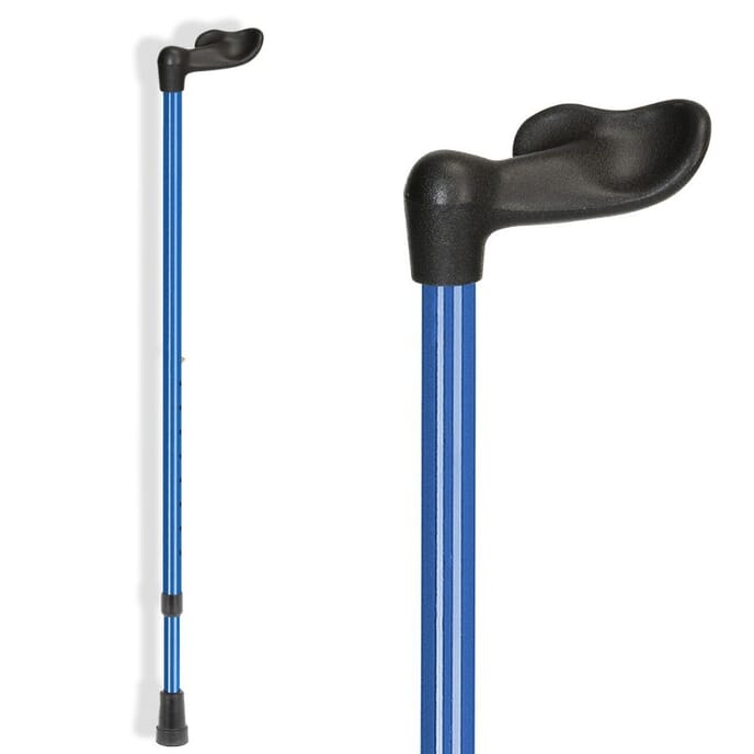 ossenberg comfort fischer handle walking stick blue left