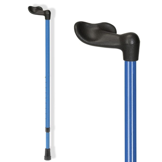 ossenberg comfort fischer handle walking stick blue right