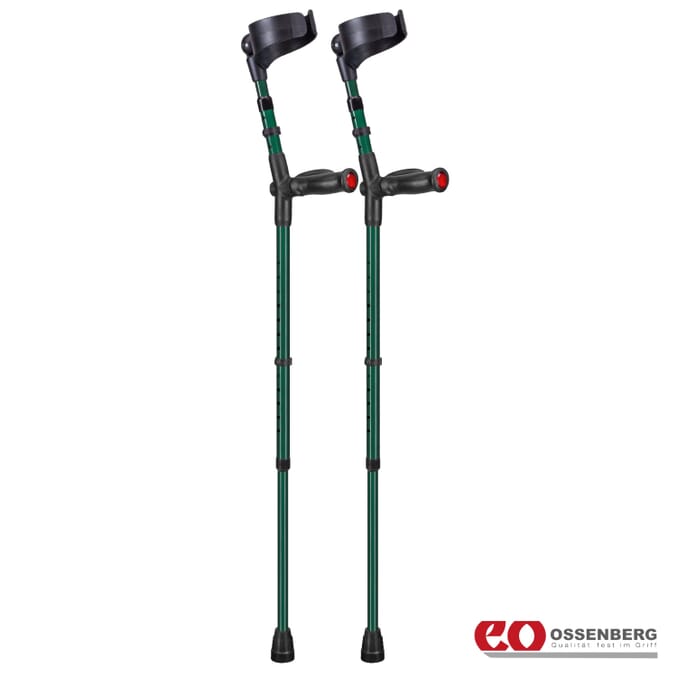 ossenberg comfort grip double adjustable crutches british racing green pair