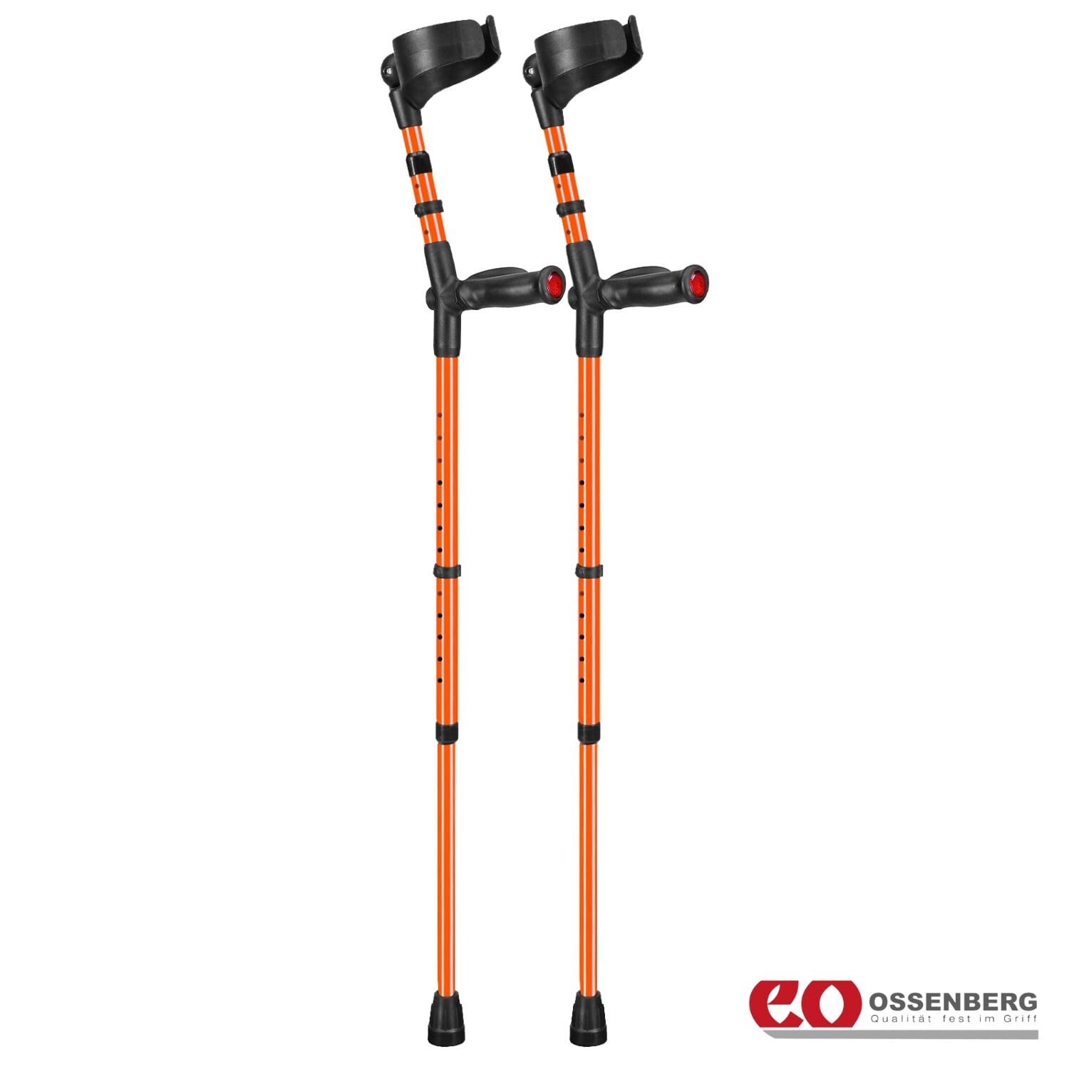 ossenberg comfort grip double adjustable crutches orange pair