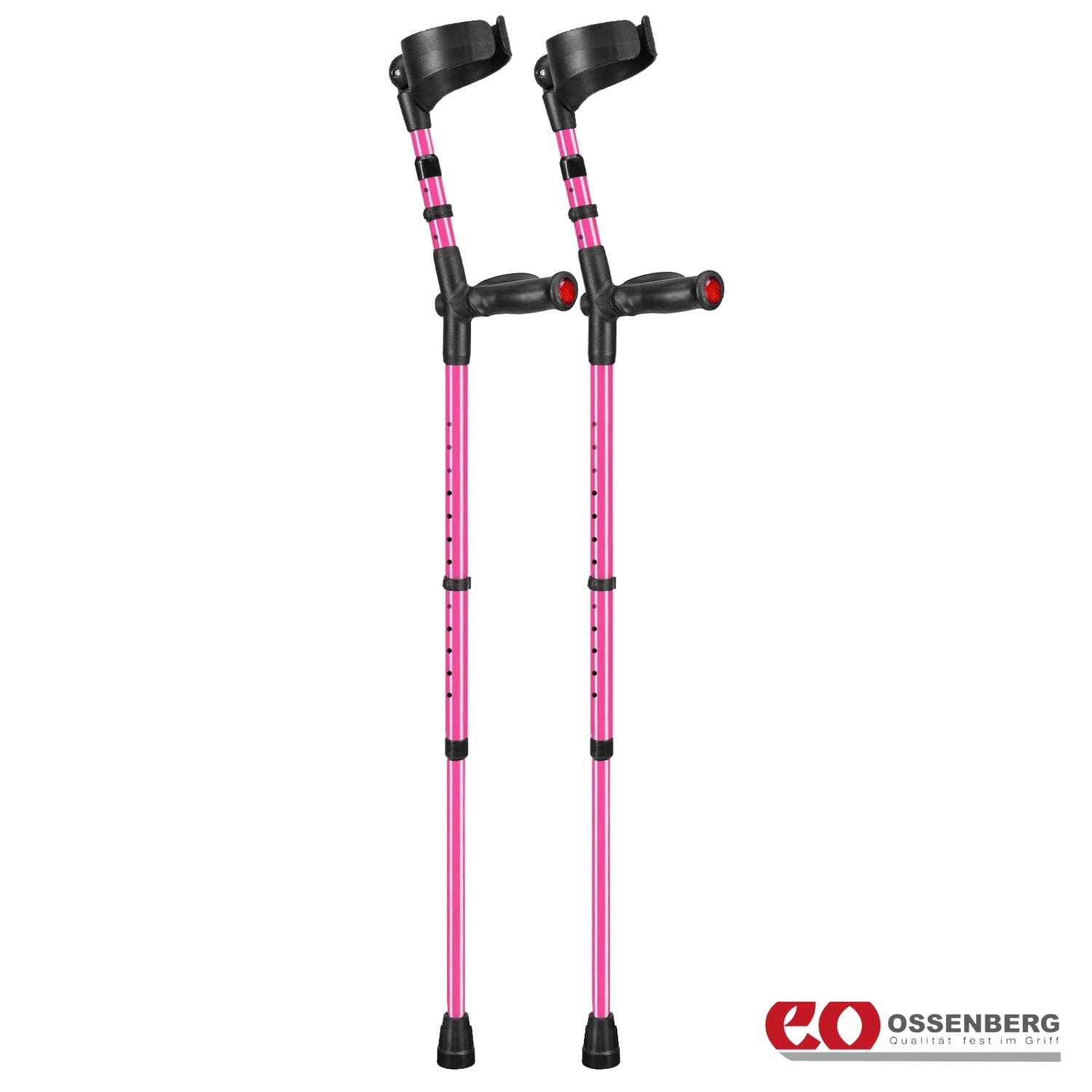 ossenberg comfort grip double adjustable crutches pink pair 1