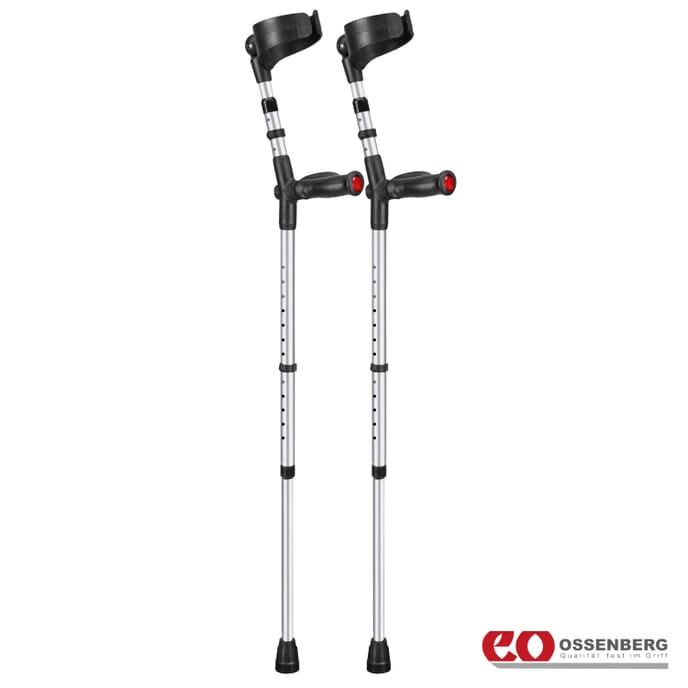 ossenberg comfort grip double adjustable crutches silver pair