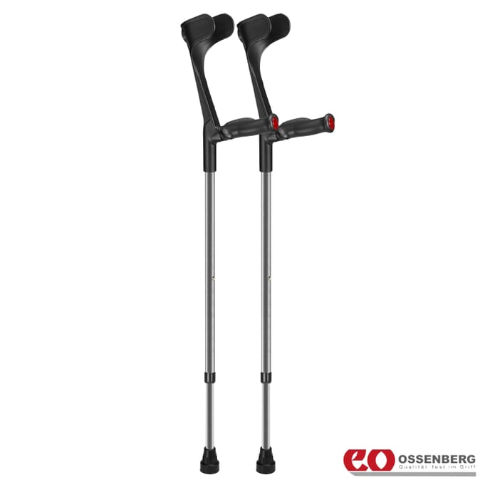 ossenberg open cuff comfort grip crutches grey pair