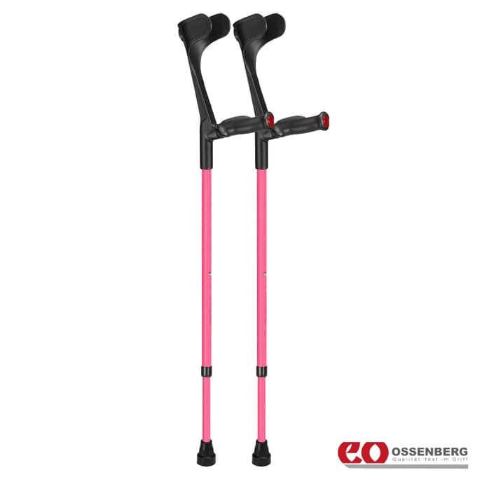 ossenberg open cuff comfort grip crutches pink pair