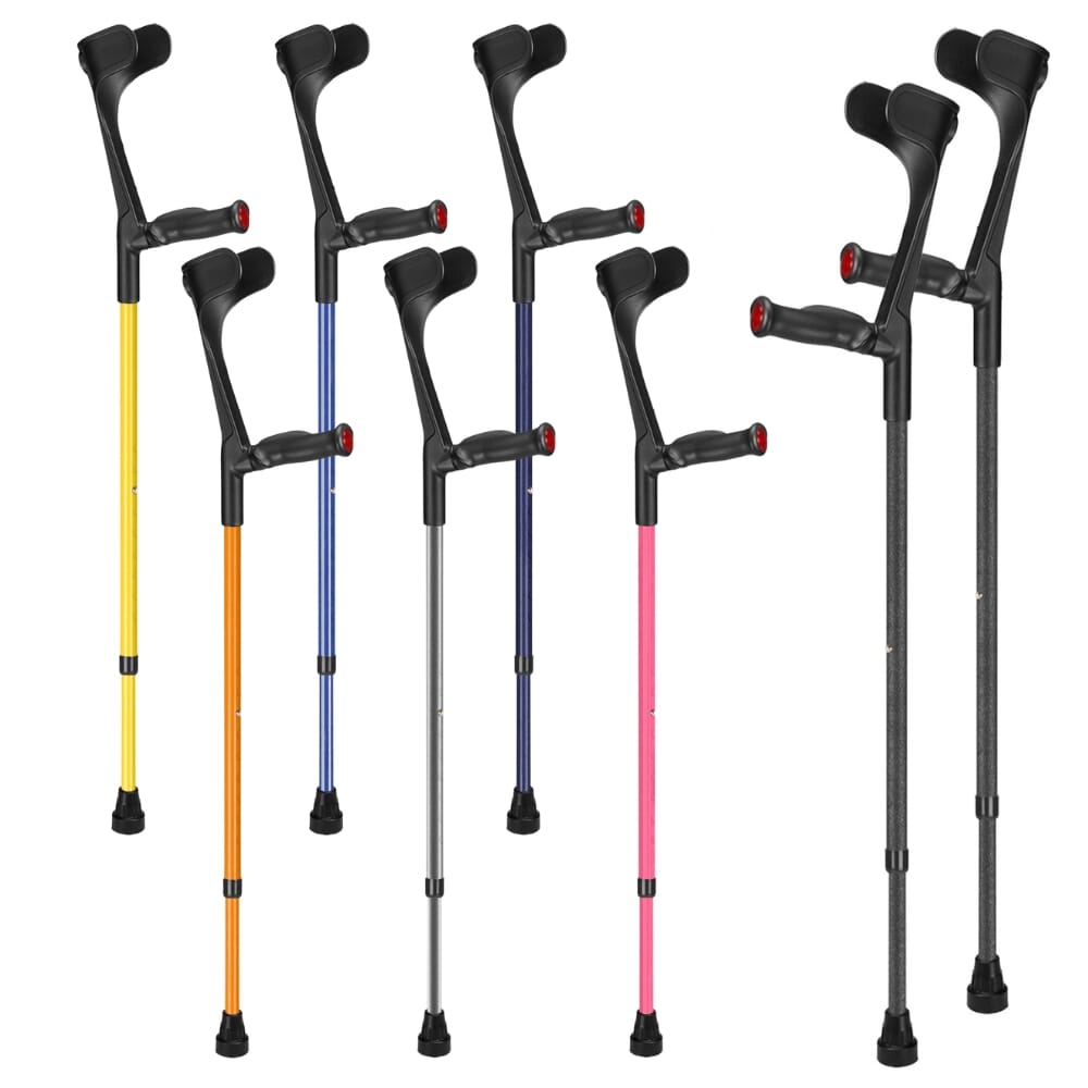 View Ossenberg Open Cuff Comfort Grip Crutches Blue Left information