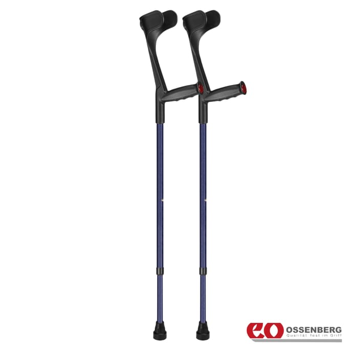 ossenberg open cuff soft grip crutches blue pair