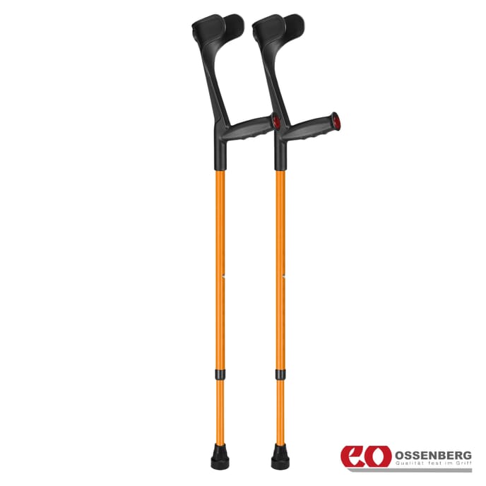 ossenberg open cuff soft grip crutches orange pair