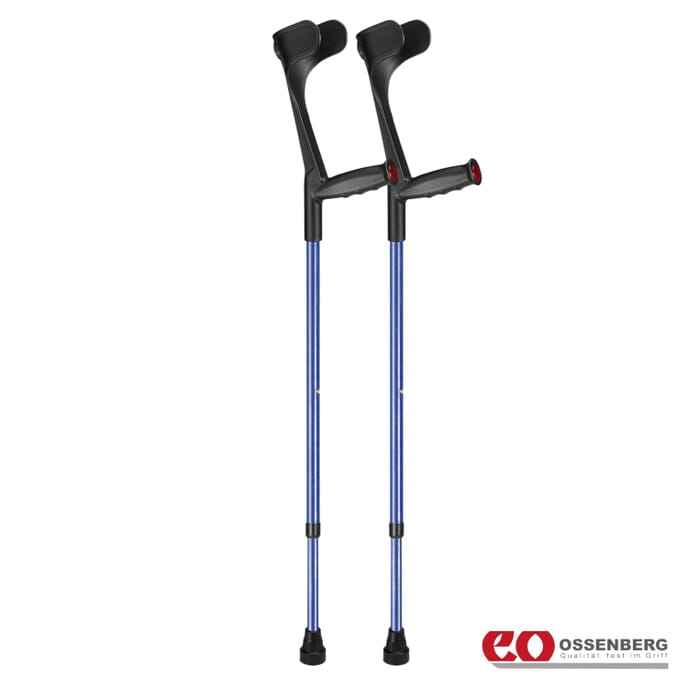 ossenberg open cuff soft grip crutches royal blue pair