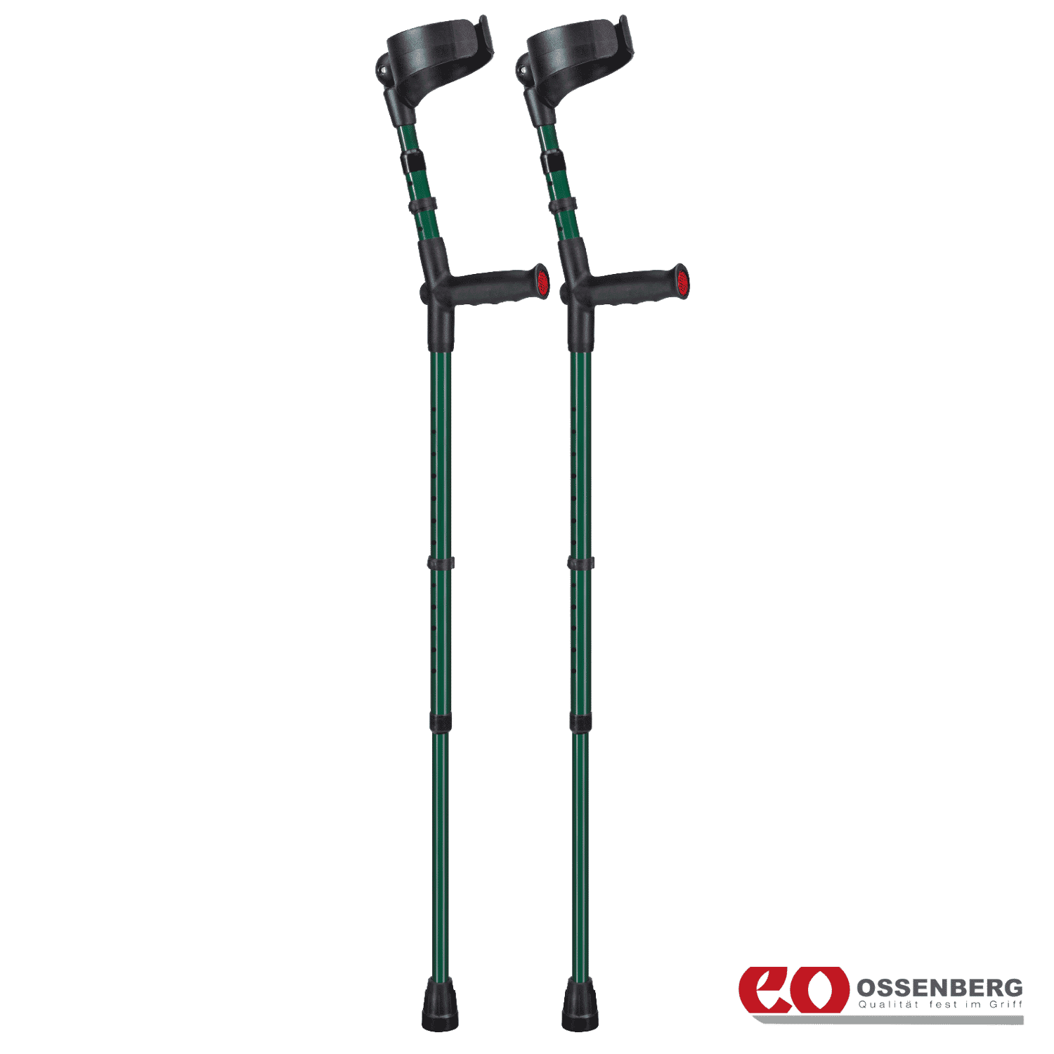 ossenberg soft grip double adjustable crutches british racing green pair