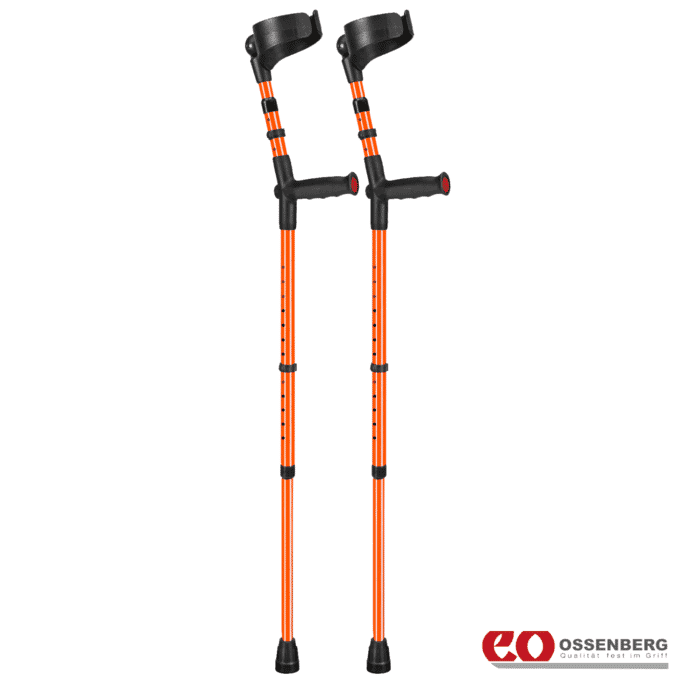 ossenberg soft grip double adjustable crutches orange pair