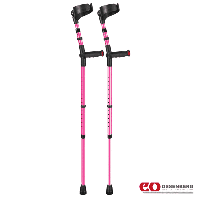 ossenberg soft grip double adjustable crutches pink pair