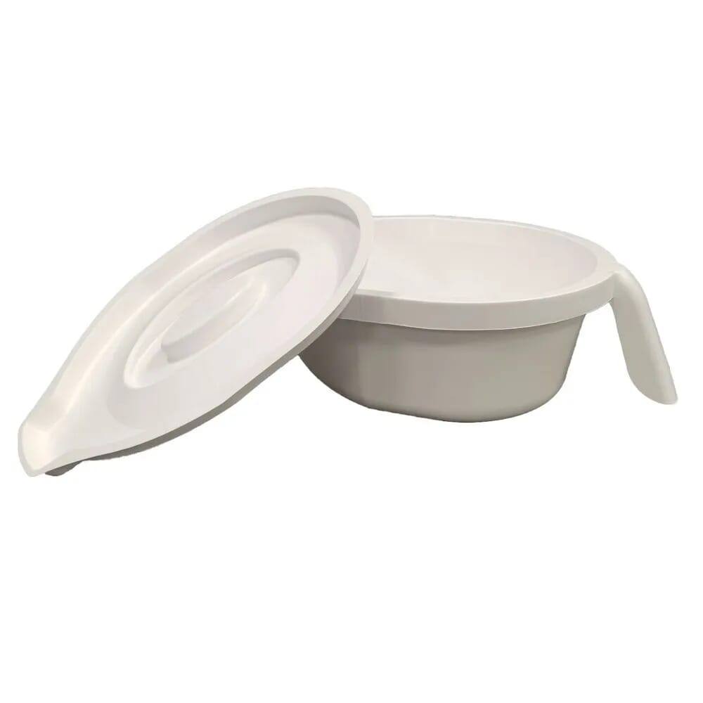 oval commode pan for freeway shower commode chairs with lid to side