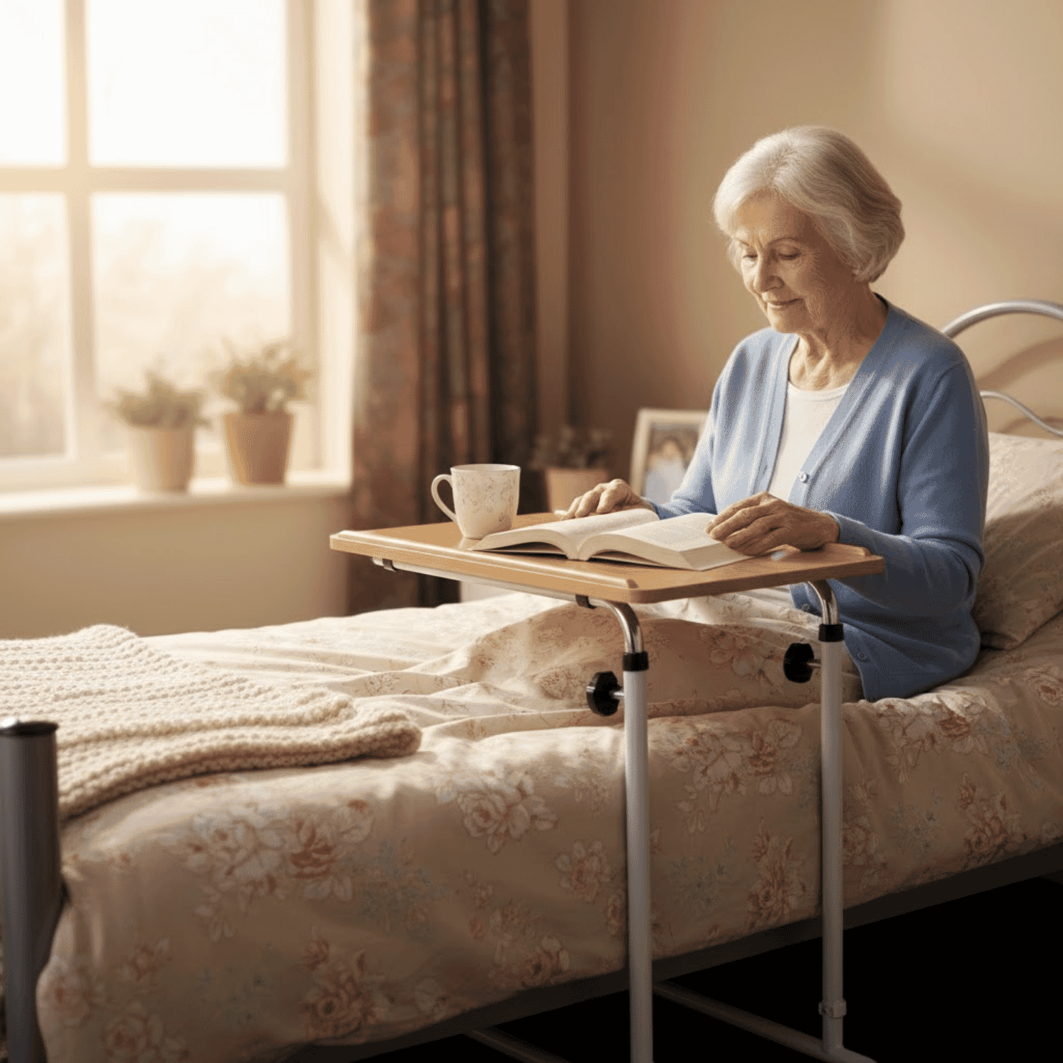 over bed table in use