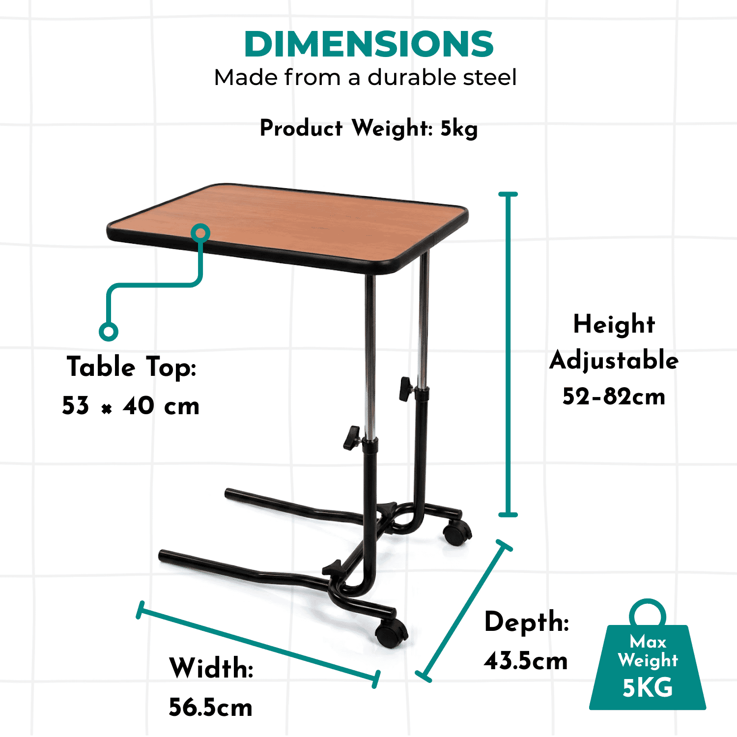 over chair table dimensions