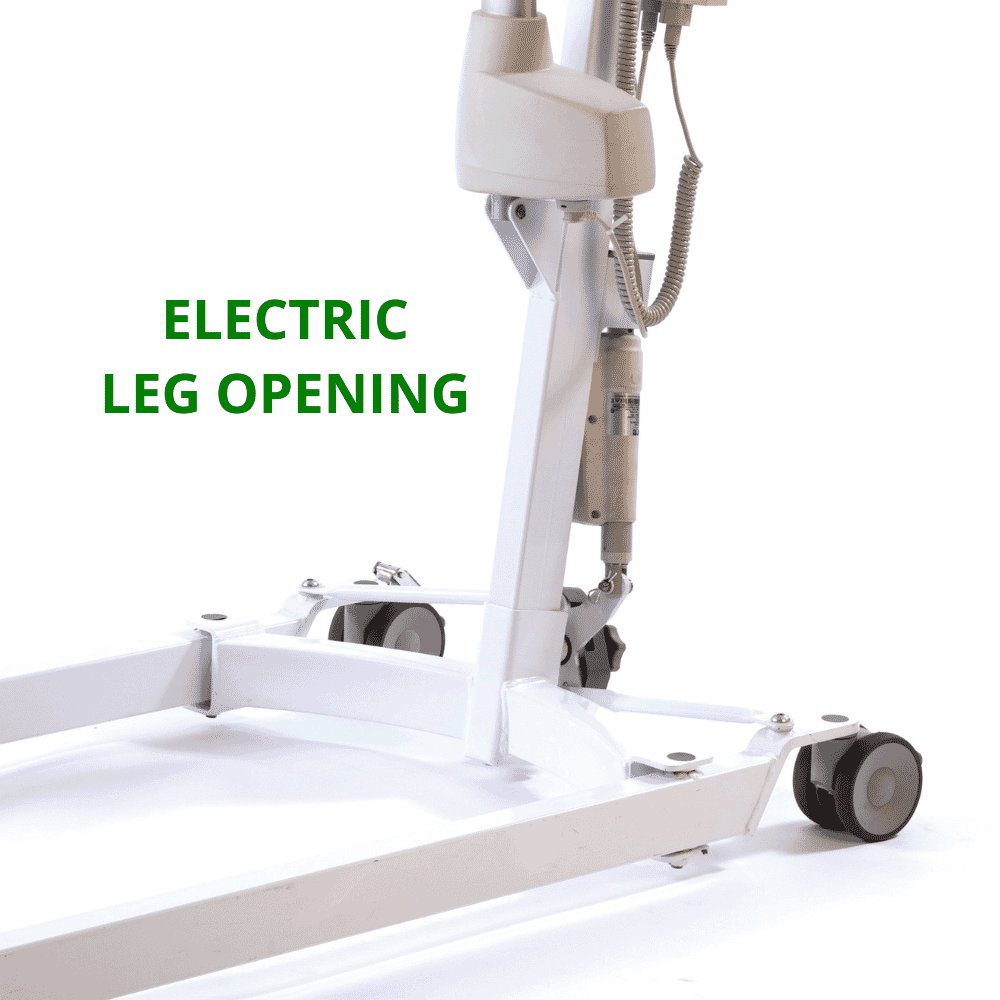 oxford major 200 electric mobile hoist electric leg opening close up