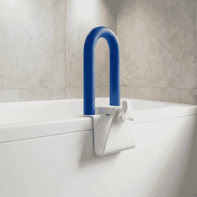 padded grab bar on bath