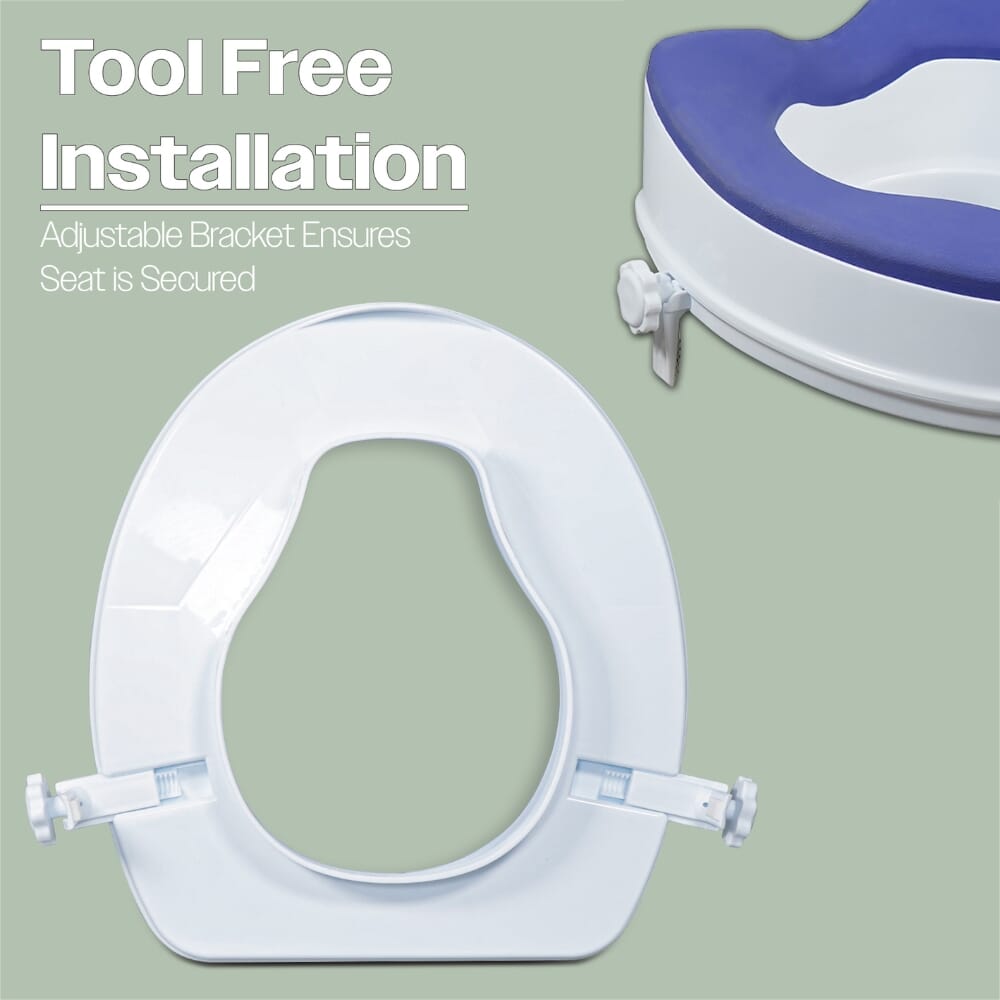 padded raised toilet seat tool free installation