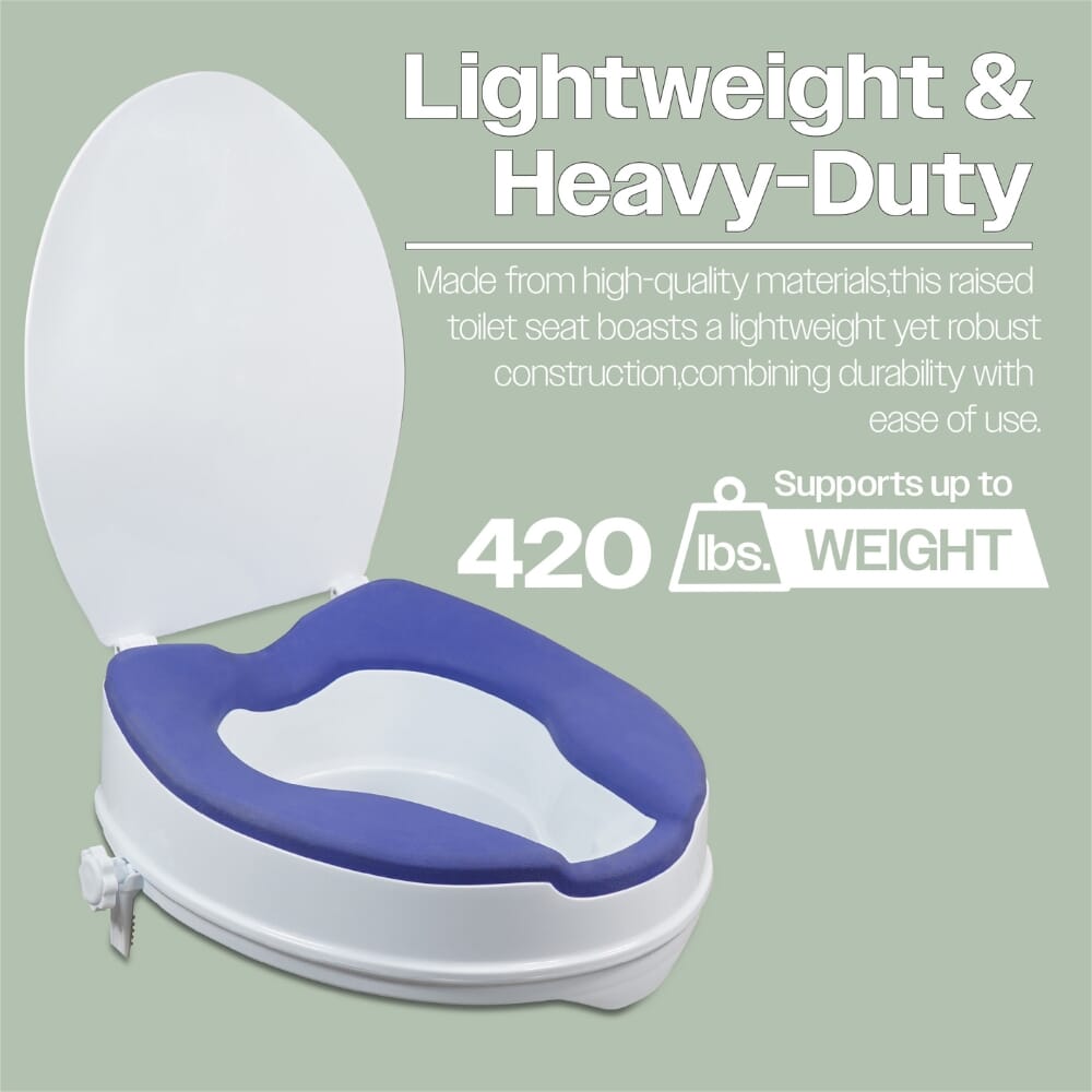 padded raised toilet seat with lid heavy duty