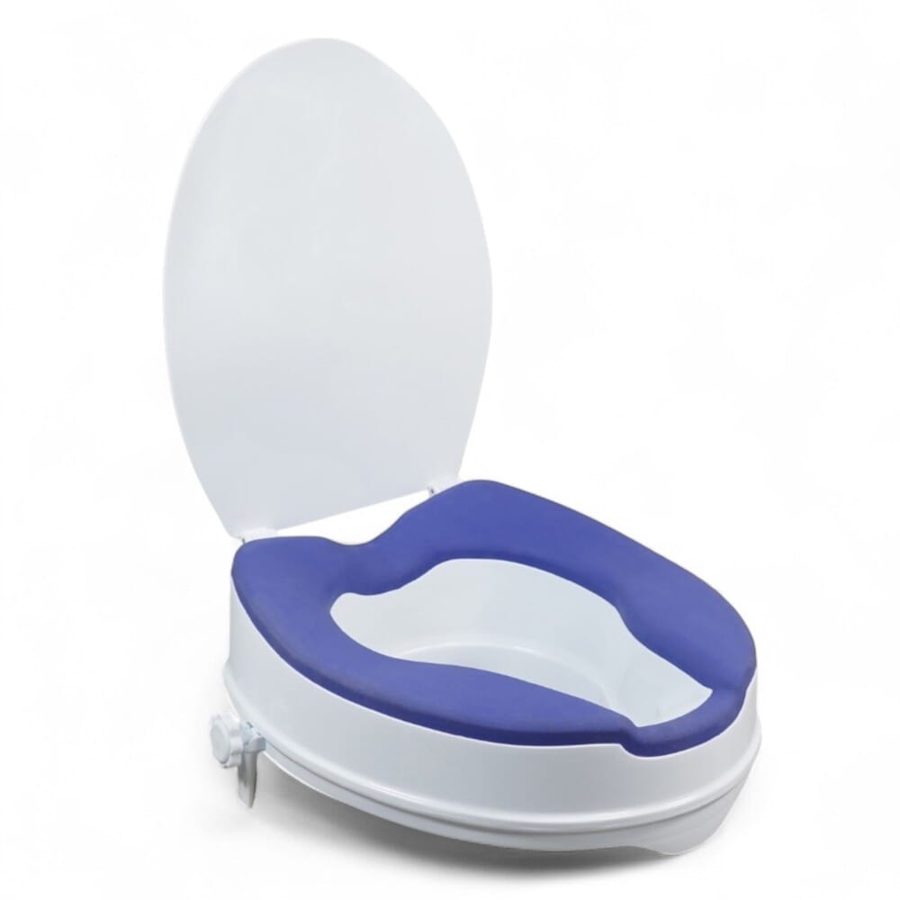 padded raised toilet seat with lid