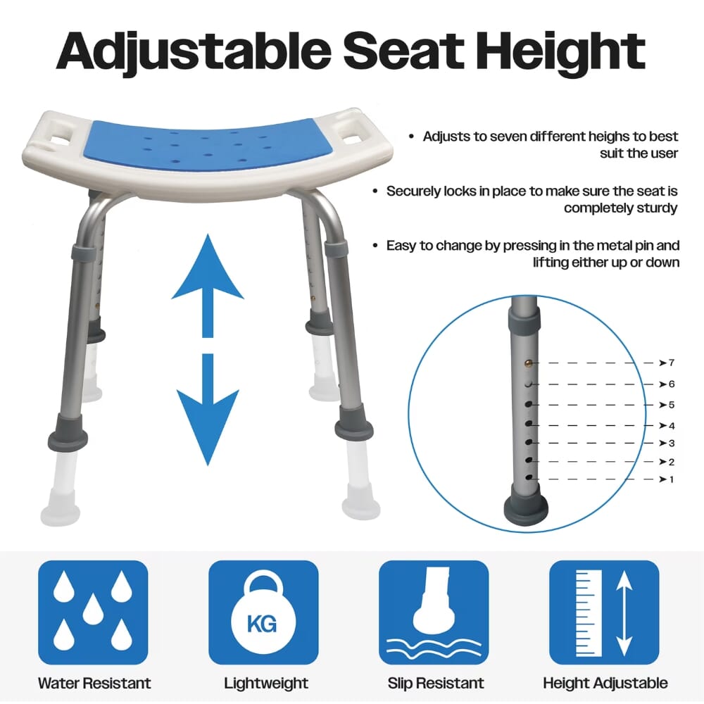 padded shower stool adjustable