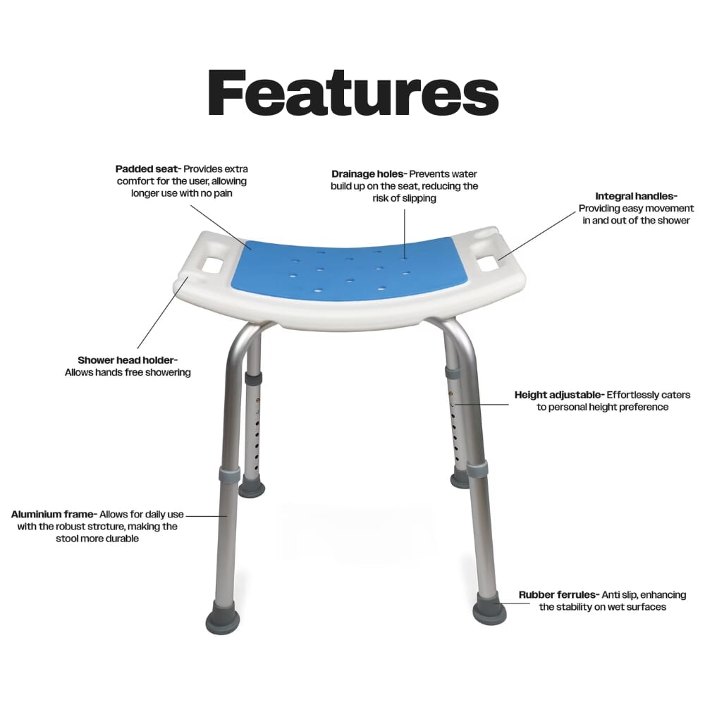 padded shower stool features