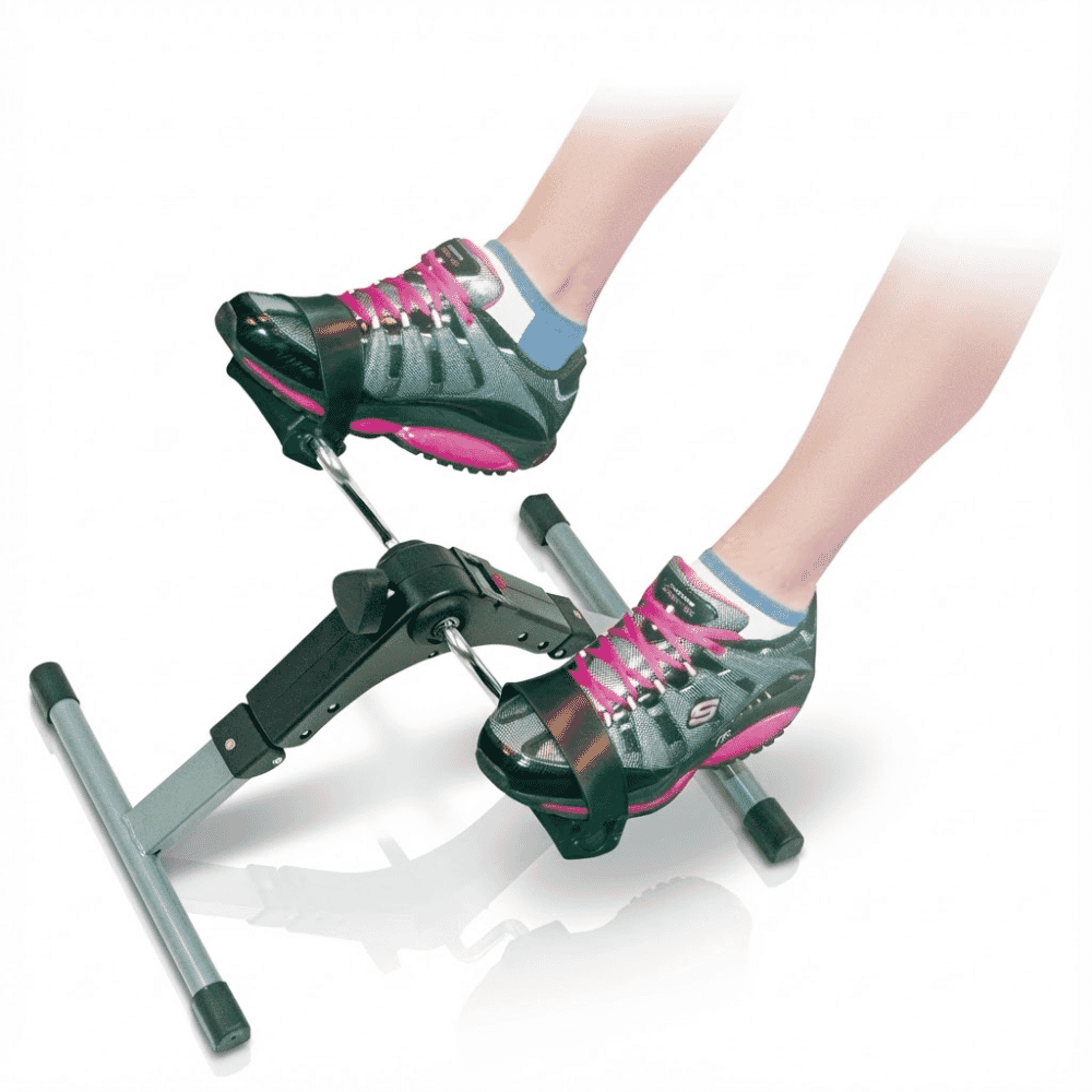 pedal exerciser with pedometer in use