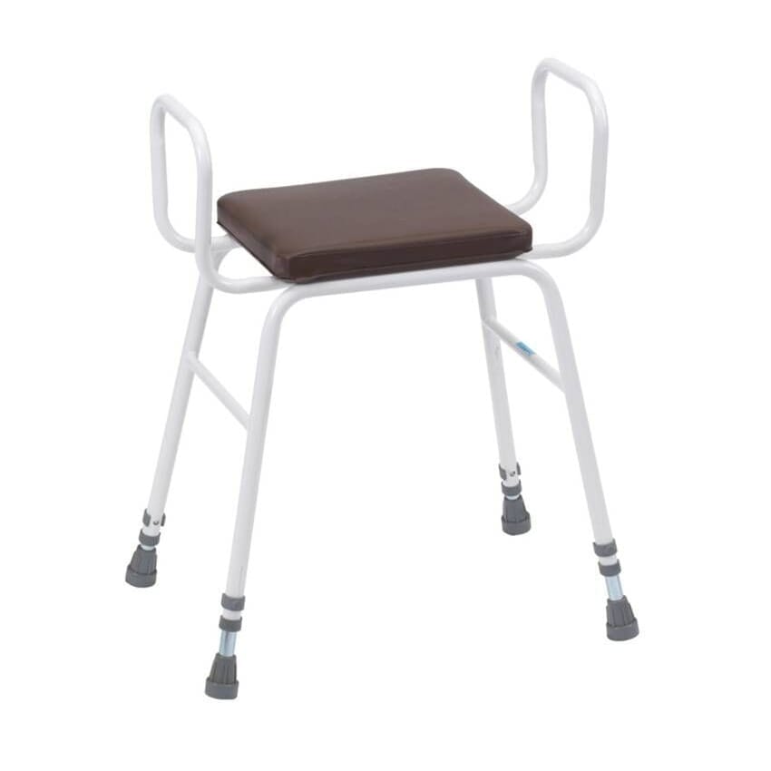 perching stool in brown perching stool foam seat steel arms adj height brown
