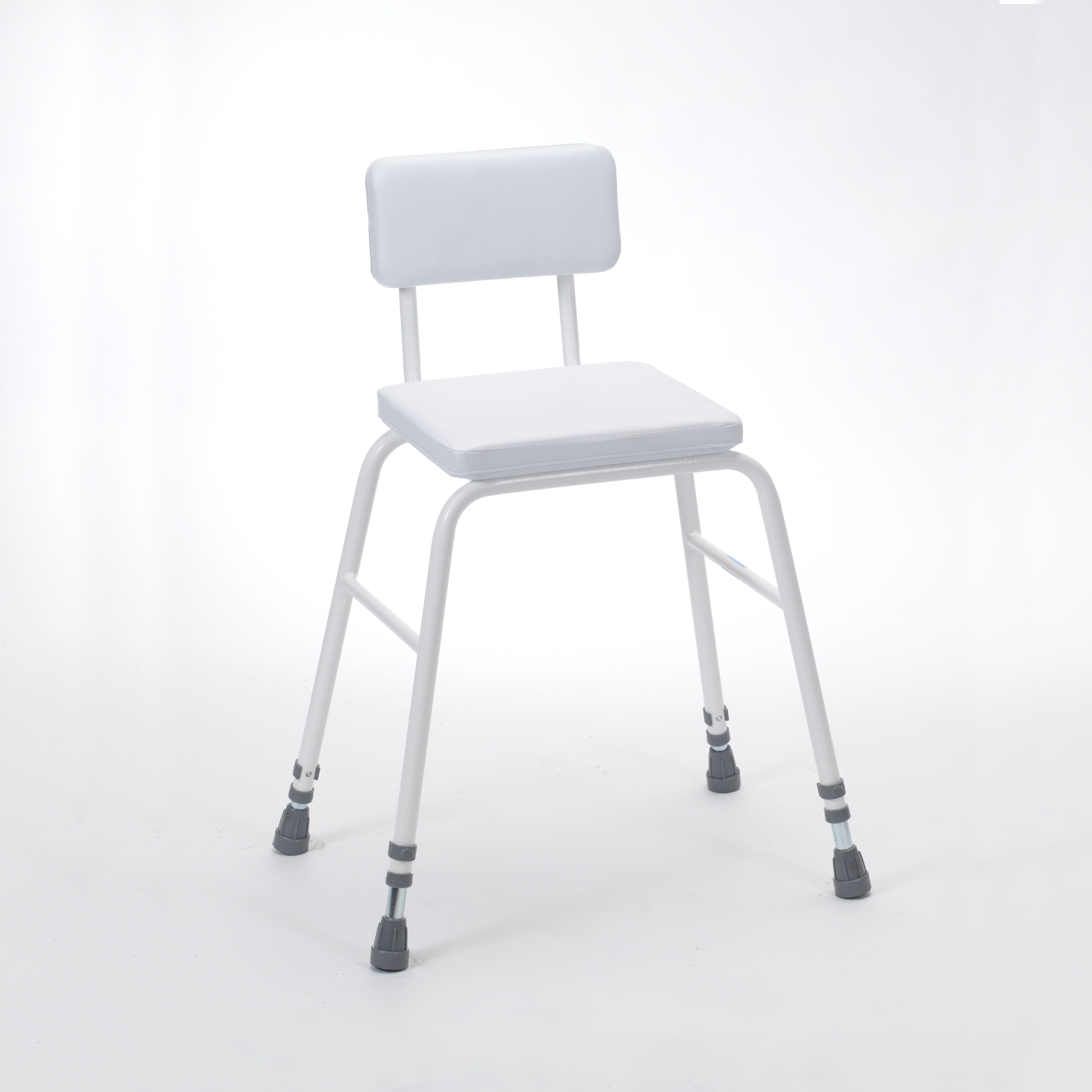 perching stool in white perching stool foam seat steel back arms adj height white