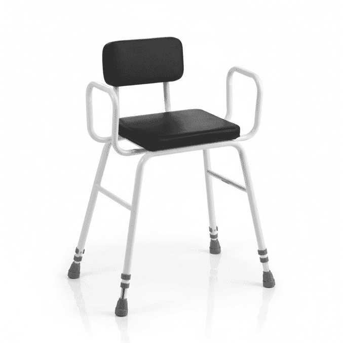 perching stool padded seat and back with arms