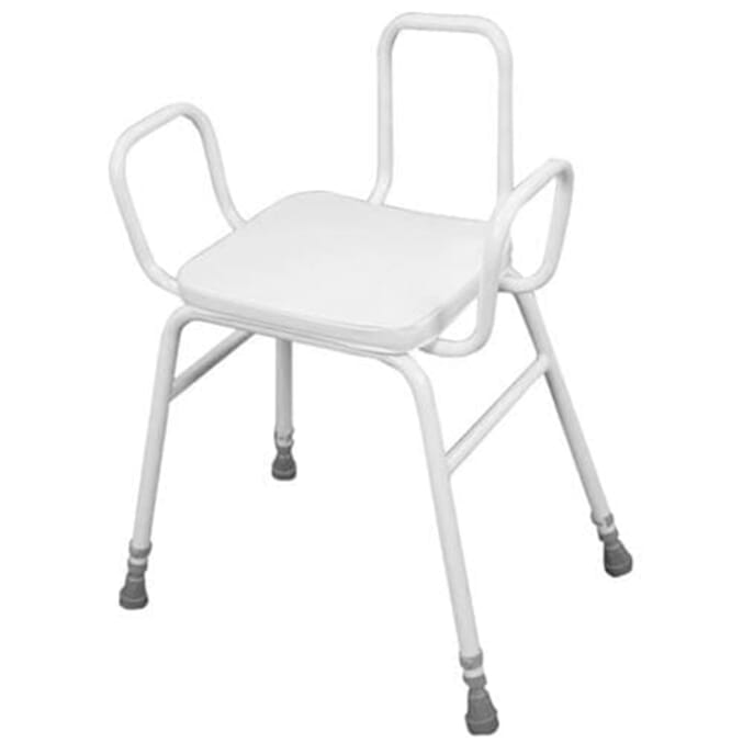 perching stool with back and arms