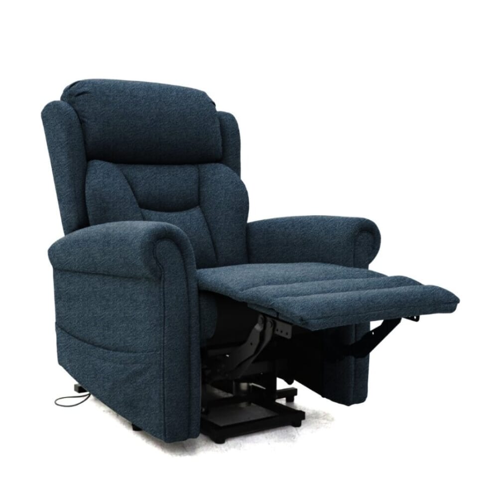 petite dallux nevis dual motor riser recliner chair denim reclining