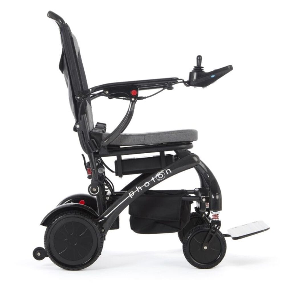 photon carbon fibre electric wheelchair black side