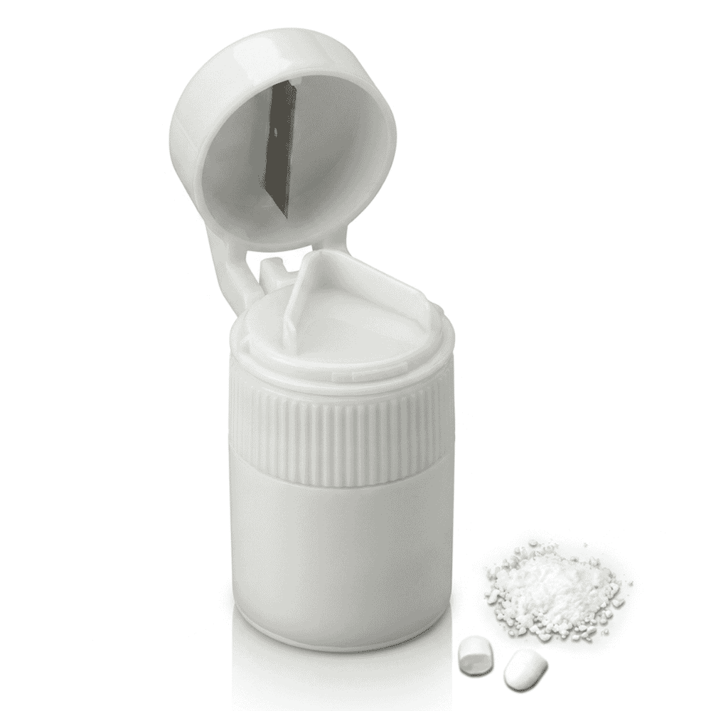 pill crusher and dispenser assembled