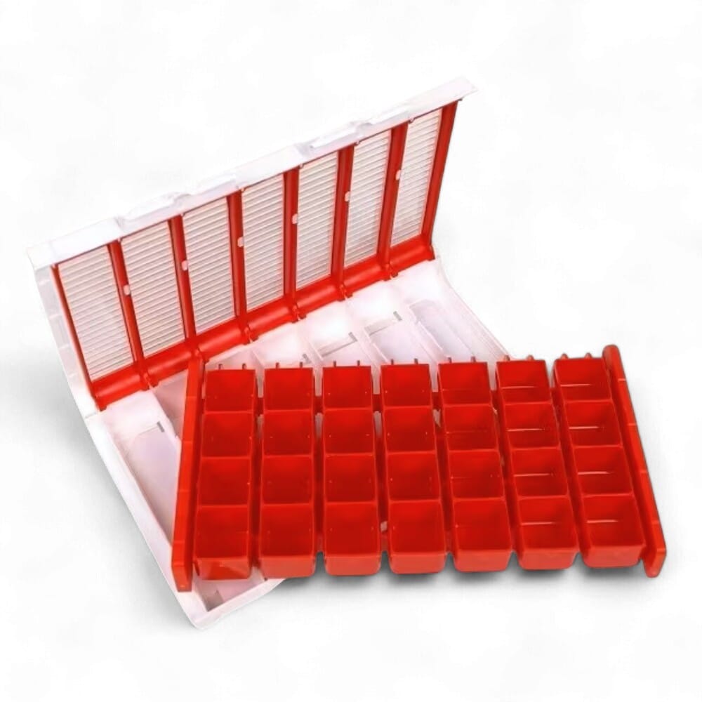 pivotell large pill organiser red open
