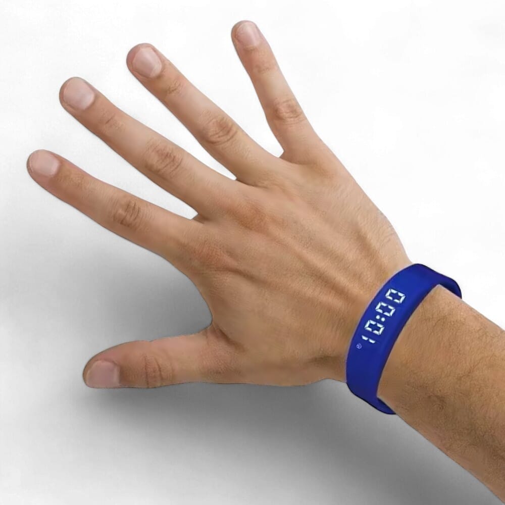 pivotell vibratime reminder alarm watch blue on wrist