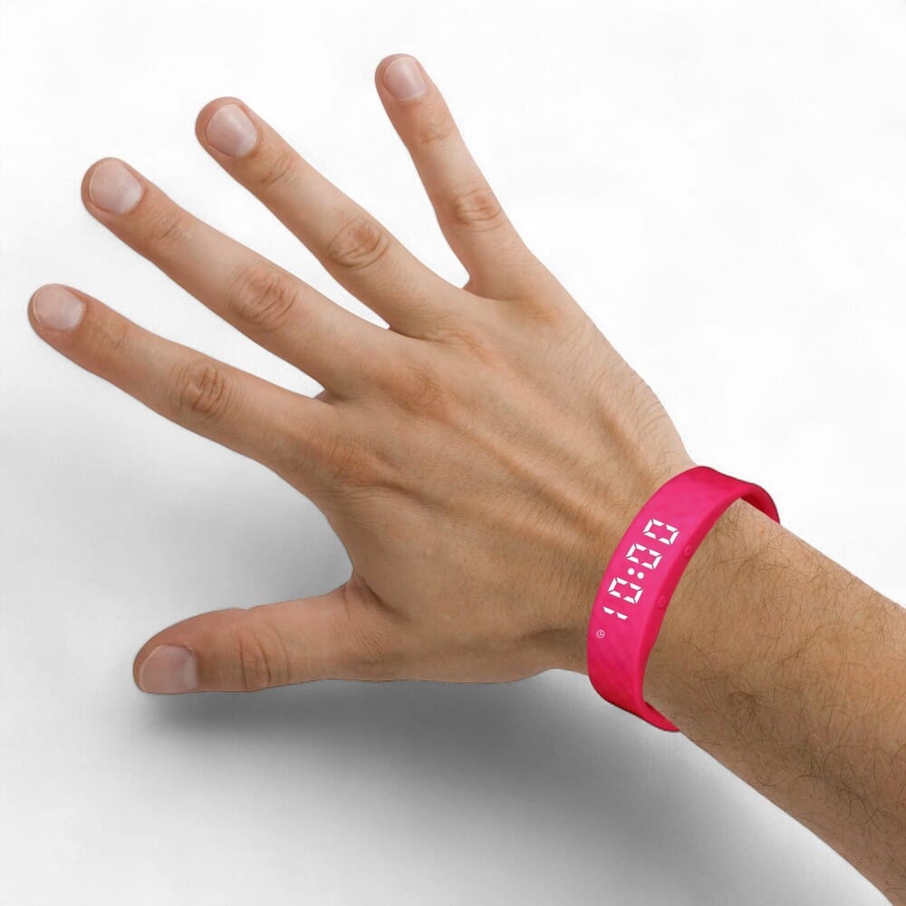 pivotell vibratime reminder alarm watch pink on wrist