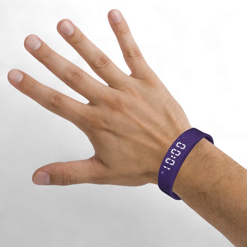 pivotell vibratime reminder alarm watch purple on wrist