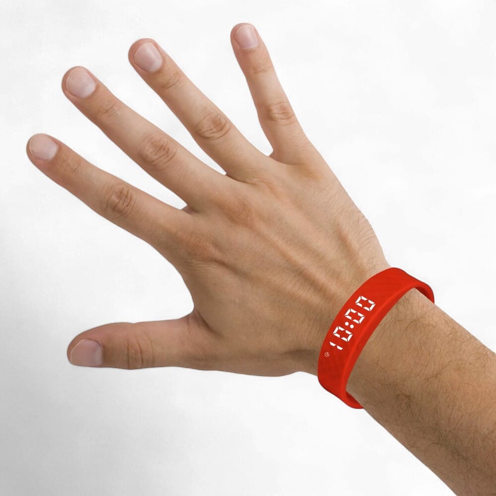 pivotell vibratime reminder alarm watch red on wrist