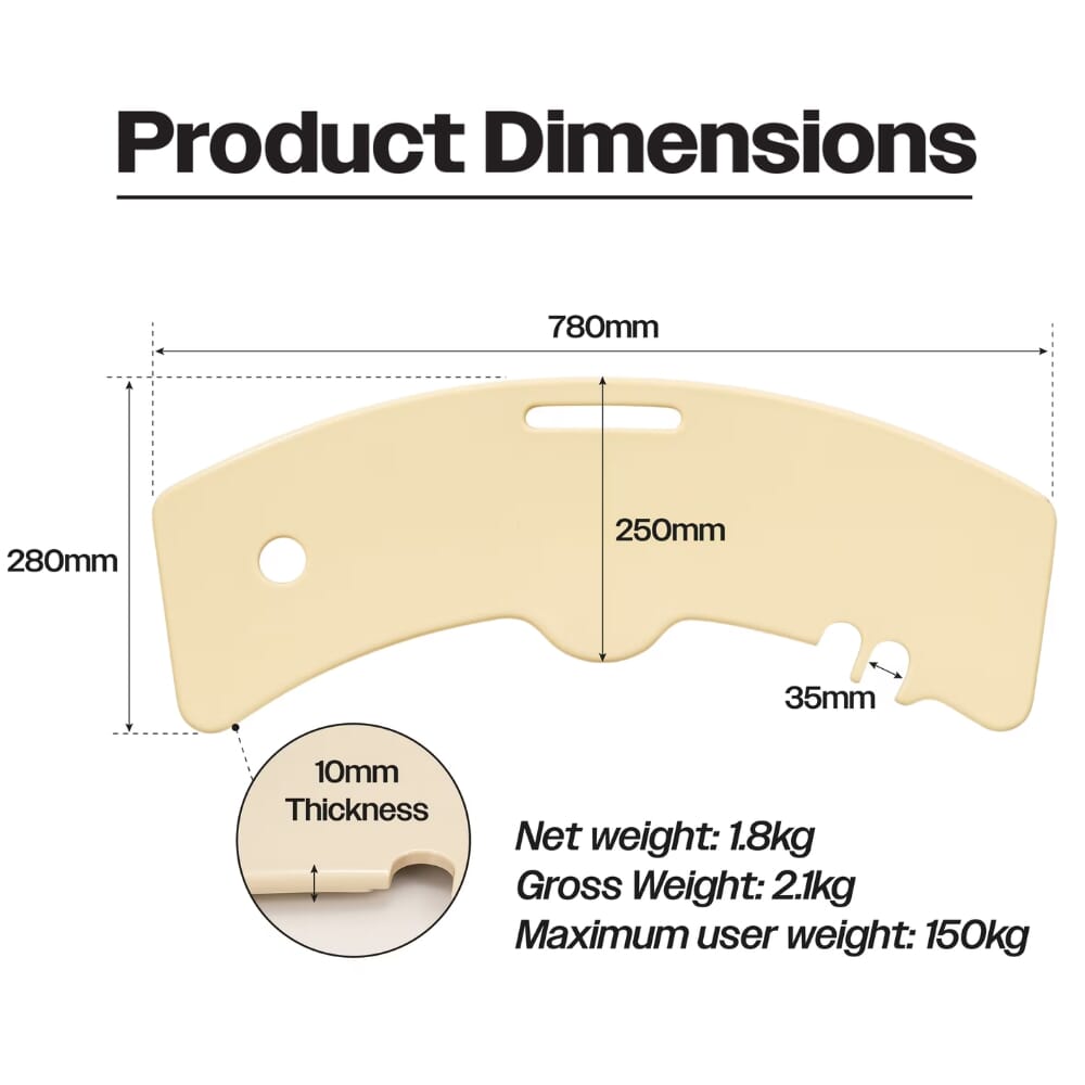 plastic curved transfer board dimensions